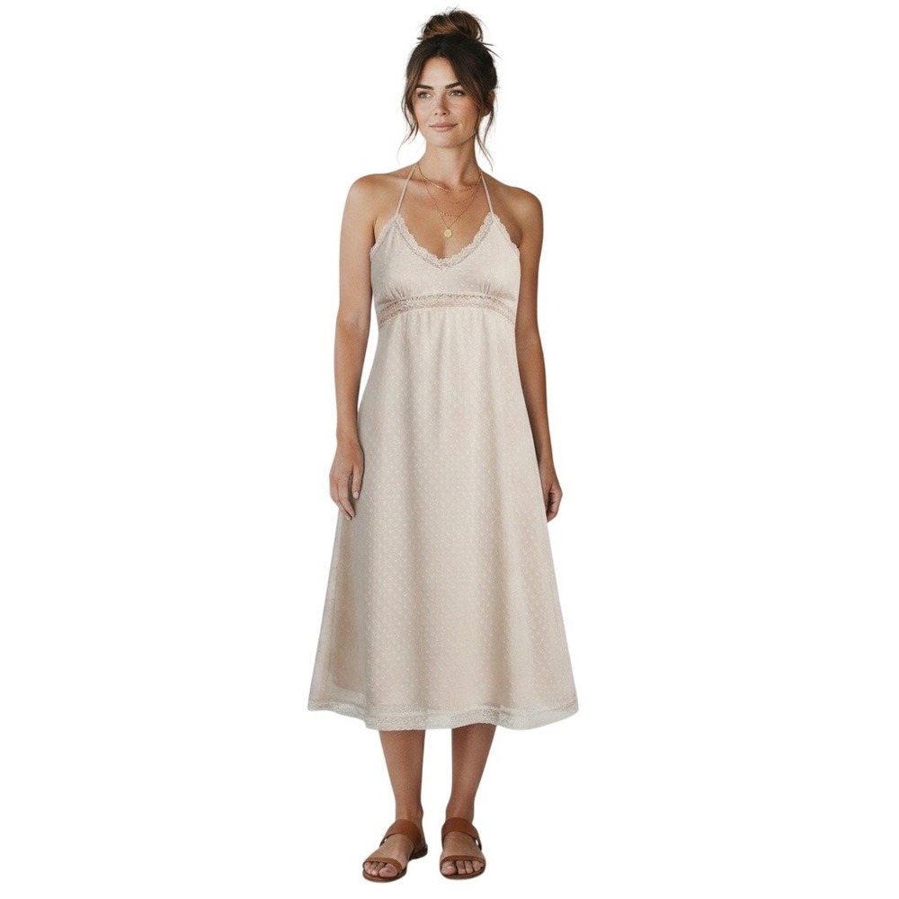 Band of Gypsies Amalie Ivory Lace Slip Midi Dress Womens XS Coquette Cottage NWT